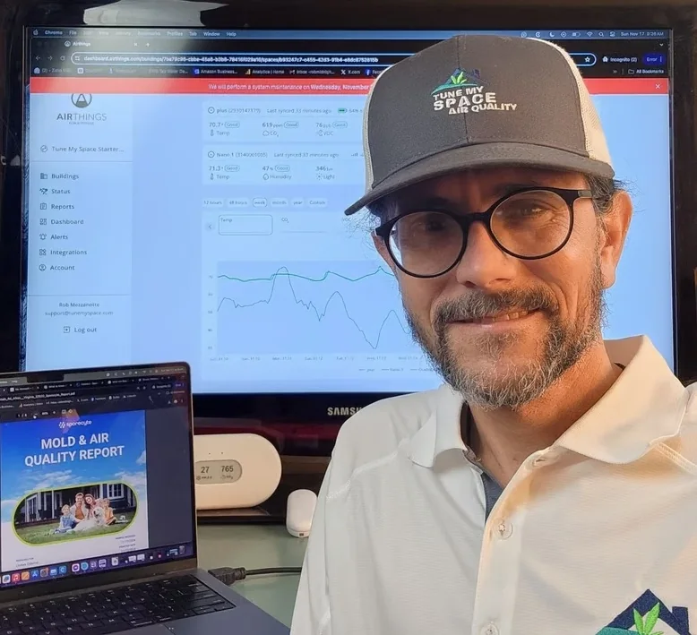 Rob Mezzanotte of Tune My Space reviewing mold and indoor air quality data